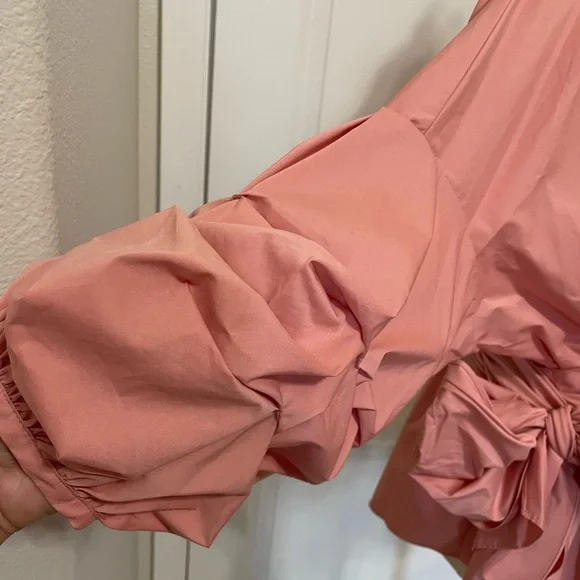 New York & Company Pink Wrap Blouse with 3/4 Sleeves-NWOT - Picture 4 of 9
